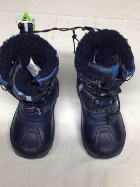 Kids Waterproof Navy Blue Snow Boots with Fleece Lining